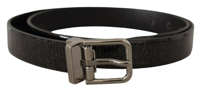 Dolce & Gabbana Black Leather Vernice Metal Buckle Belt - GENUINE AUTHENTIC BRAND LLC  