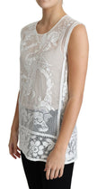 Dolce & Gabbana White Cotton Lace Floral Angel Motif Tank Top - GENUINE AUTHENTIC BRAND LLC  