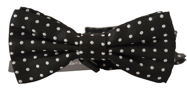 Dolce & Gabbana Black White Polka Dot 100% Silk Neck Papillon Bow Tie - GENUINE AUTHENTIC BRAND LLC  