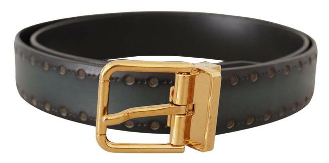 Dolce & Gabbana Green Perforated Leather Brass Metal Belt - GENUINE AUTHENTIC BRAND LLC  