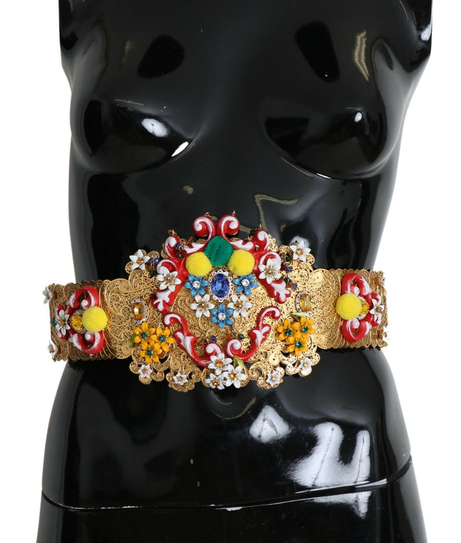 Dolce & Gabbana multicolor Embellished Floral Crystal Wide Waist Belt - GENUINE AUTHENTIC BRAND LLC  
