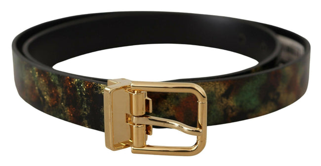 Dolce & Gabbana Black Green Leather Bronze Metal Buckle Belt - GENUINE AUTHENTIC BRAND LLC  