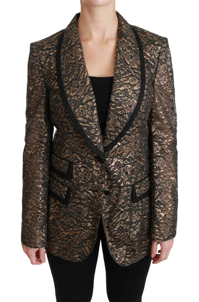Dolce & Gabbana Gold Black Lace Blazer Coat Floral Jacket - GENUINE AUTHENTIC BRAND LLC  
