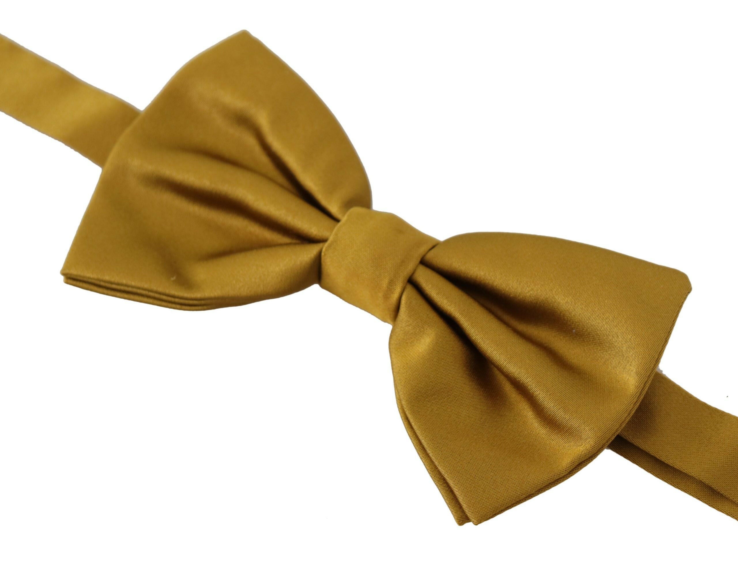 Dolce & Gabbana Elegant Mustard Silk Bow Tie.