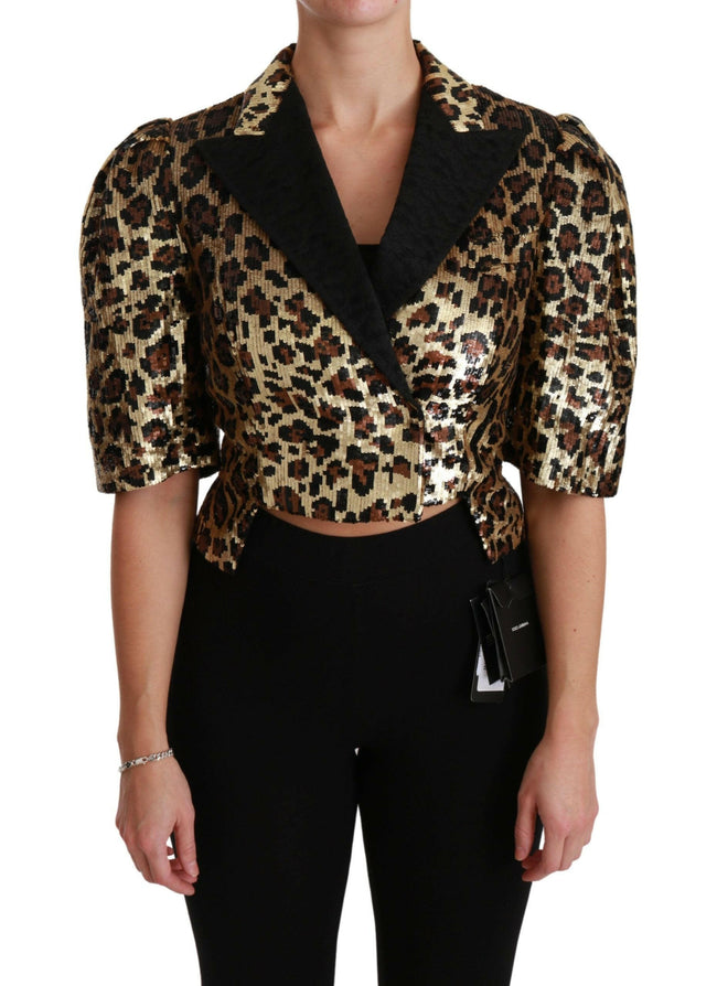 Dolce & Gabbana Blazer Gold Leopard Sequined Jacket - GENUINE AUTHENTIC BRAND LLC  