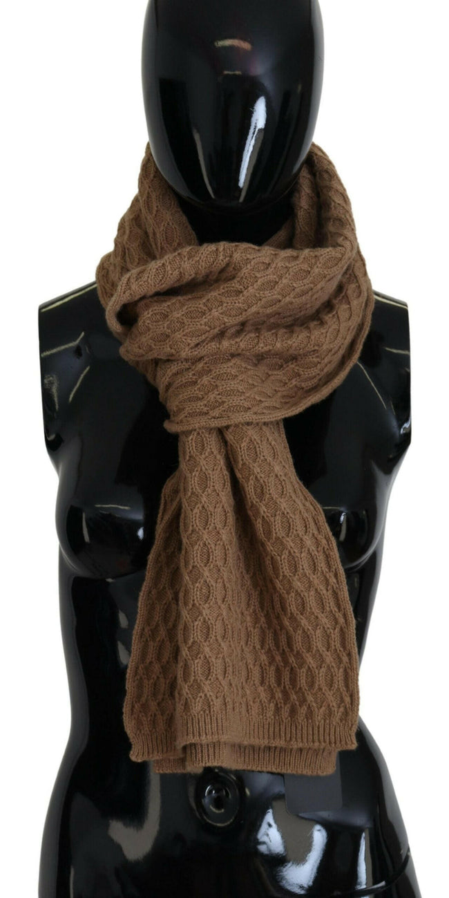 Dolce & Gabbana Dark Brown Wrap Shawl Knitted Camel Scarf - GENUINE AUTHENTIC BRAND LLC  