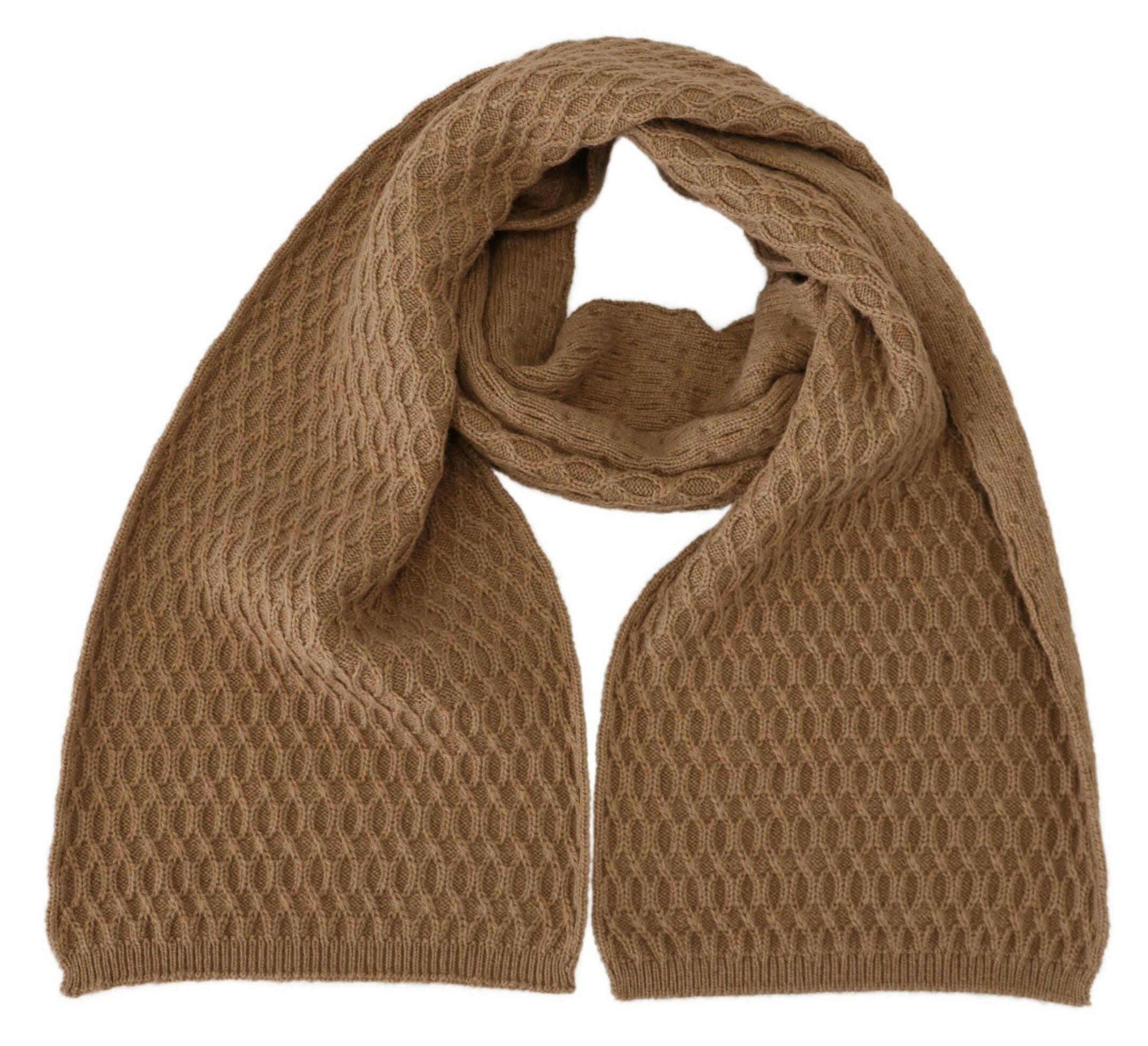 Dolce & Gabbana Dark Brown Wrap Shawl Knitted Camel Scarf - GENUINE AUTHENTIC BRAND LLC  