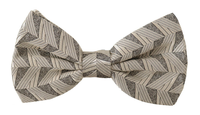 Dolce & Gabbana Gray 100% Silk Adjustable Neck Papillon Bow Tie - GENUINE AUTHENTIC BRAND LLC  