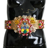 Dolce & Gabbana Embellished Floral Crystal Wide Waist Golden Belt