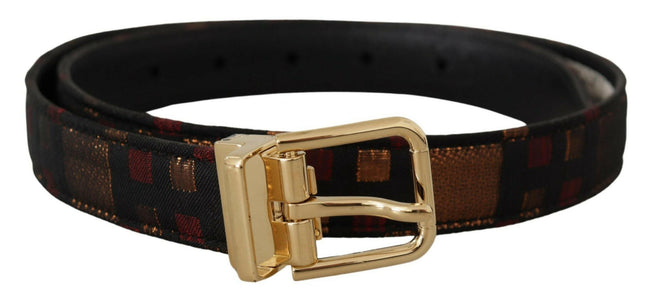 Dolce & Gabbana Multicolor Leather Jacquard Gold Metal Buckle Belt - GENUINE AUTHENTIC BRAND LLC  