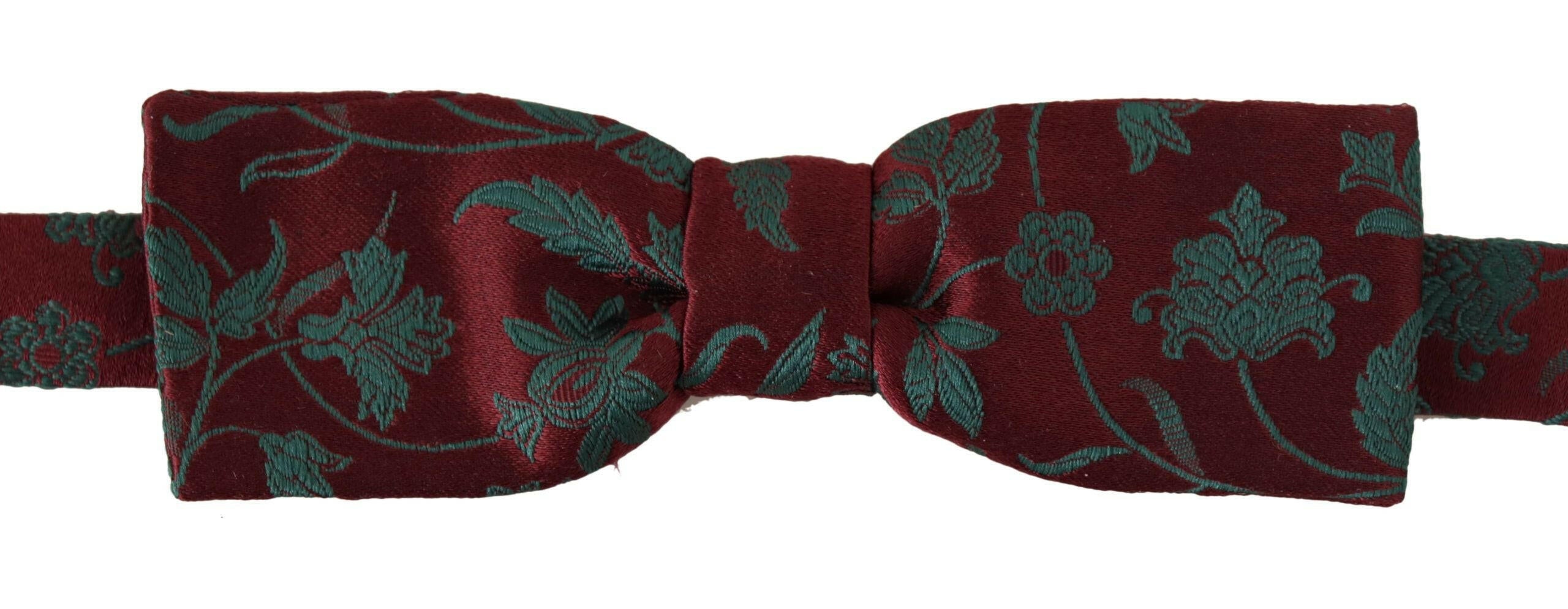 Dolce & Gabbana Maroon Pattern Adjustable Neck Papillon Bow Tie - GENUINE AUTHENTIC BRAND LLC  