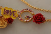 Dolce & Gabbana Gold Rose Love Crystal Charm Chain Necklace - GENUINE AUTHENTIC BRAND LLC  