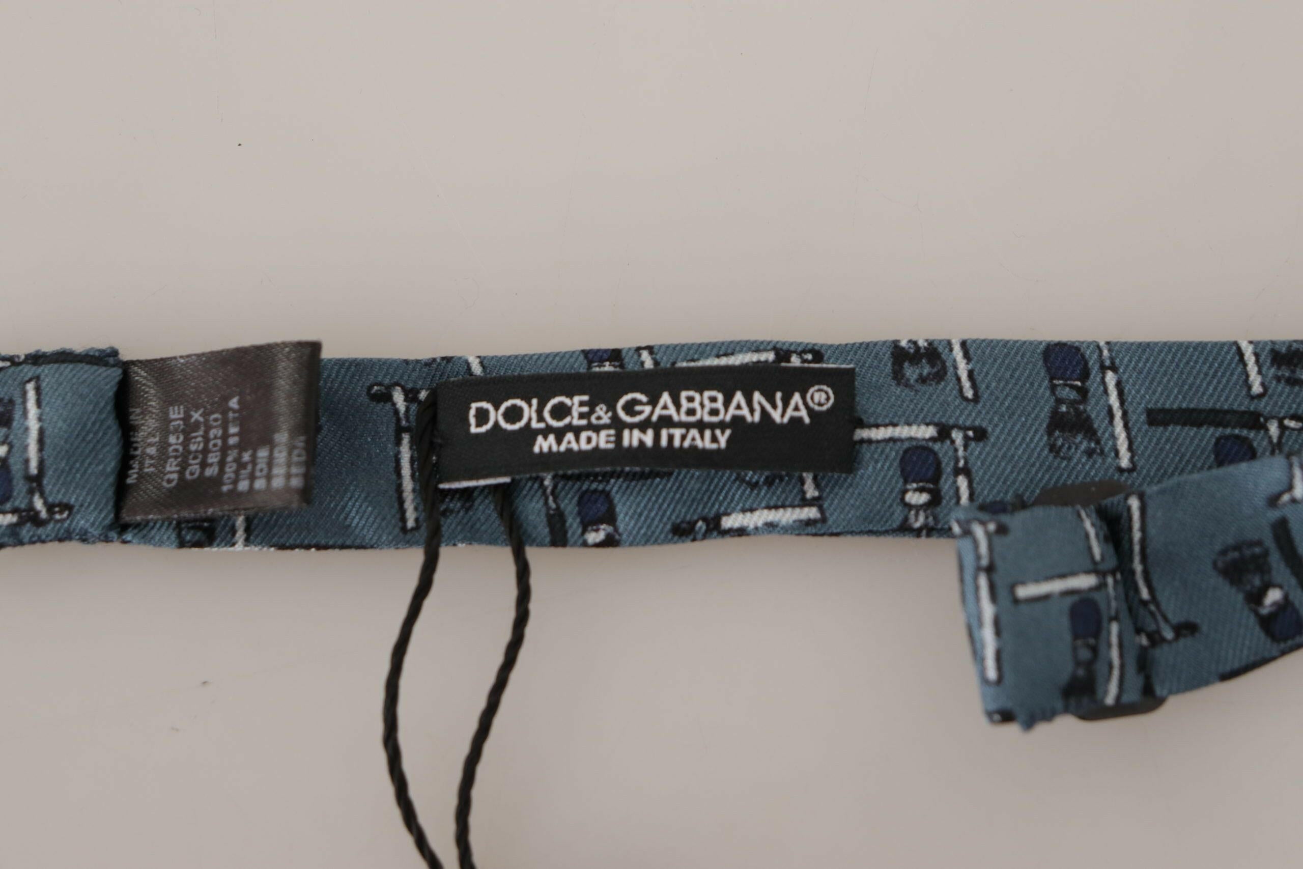 Dolce & Gabbana Blue 100% Silk Adjustable Neck Papillon Bow Tie - GENUINE AUTHENTIC BRAND LLC  