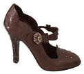 Dolce & Gabbana Brown Floral Crystal CINDERELLA Heels Shoes - GENUINE AUTHENTIC BRAND LLC  