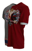 Dolce & Gabbana Red Gray Two Model DG Angel Crewneck  T-shirt - GENUINE AUTHENTIC BRAND LLC  