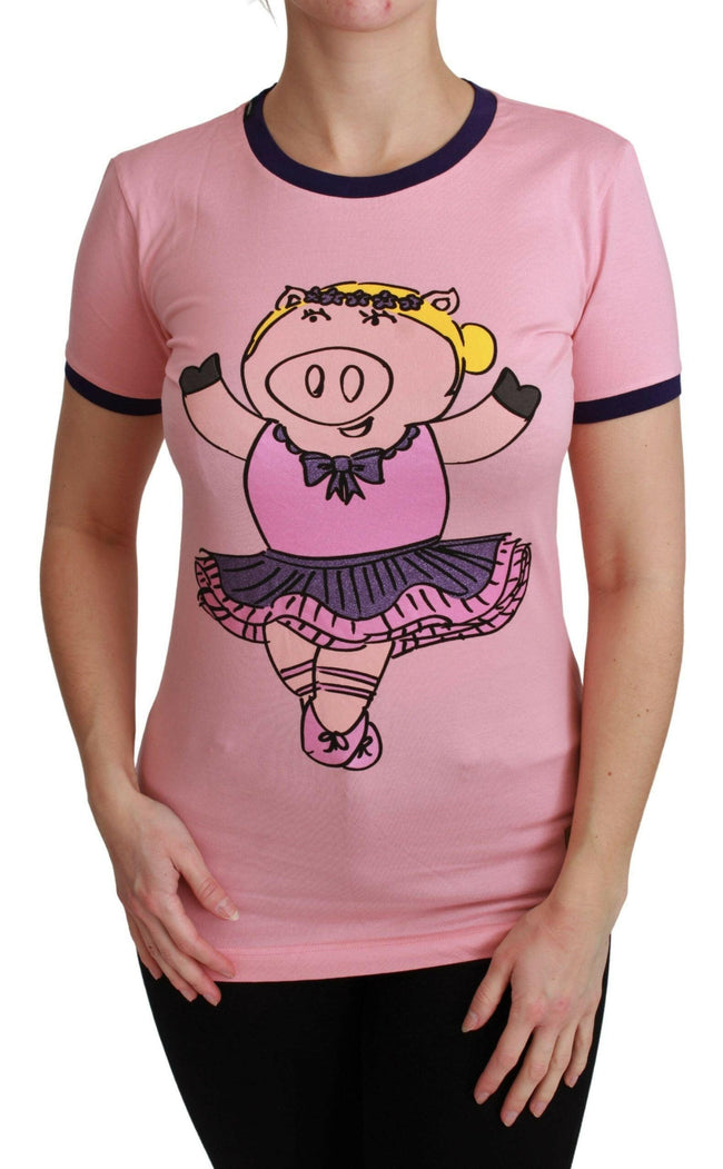 Dolce & Gabbana Pink YEAR OF THE PIG Top Cotton T-shirt - GENUINE AUTHENTIC BRAND LLC  