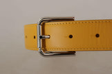 Dolce & Gabbana Yellow Leather Silver Tone Logo Metal Buckle Belt - GENUINE AUTHENTIC BRAND LLC  
