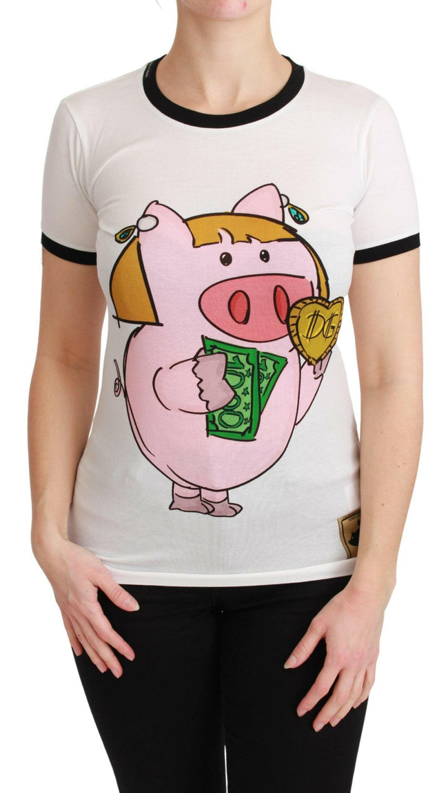 Dolce & Gabbana White YEAR OF THE PIG Top Cotton T-shirt - GENUINE AUTHENTIC BRAND LLC  