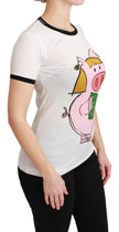 Dolce & Gabbana White YEAR OF THE PIG Top Cotton T-shirt - GENUINE AUTHENTIC BRAND LLC  