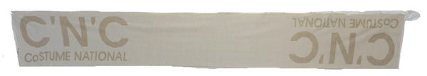 Costume National Beige White Logo Wrap Warmer Shawl Scarf - GENUINE AUTHENTIC BRAND LLC  