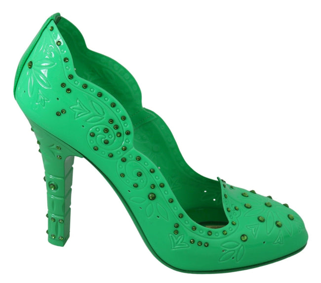 Dolce & Gabbana Green Crystal Floral CINDERELLA Heels Shoes - GENUINE AUTHENTIC BRAND LLC  