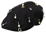 Dolce & Gabbana Black Cotton Embellished Newsboy Men Hat - GENUINE AUTHENTIC BRAND LLC  