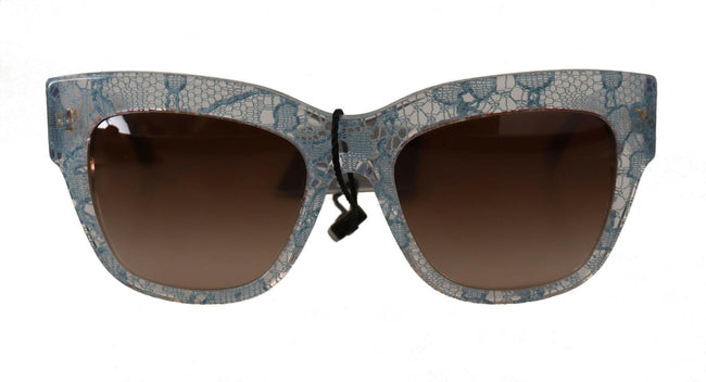 Dolce & Gabbana Blue Lace Acetate Rectangle Shades Sunglasses - GENUINE AUTHENTIC BRAND LLC  