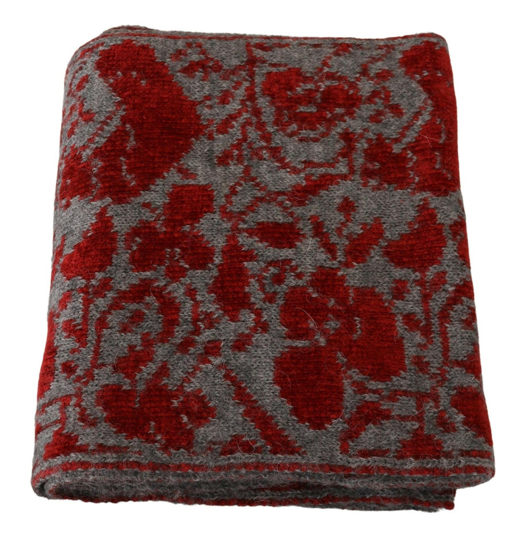 GF Ferre Red Grey Knitted Wrap Warmer Womens Shawl Scarf - GENUINE AUTHENTIC BRAND LLC  