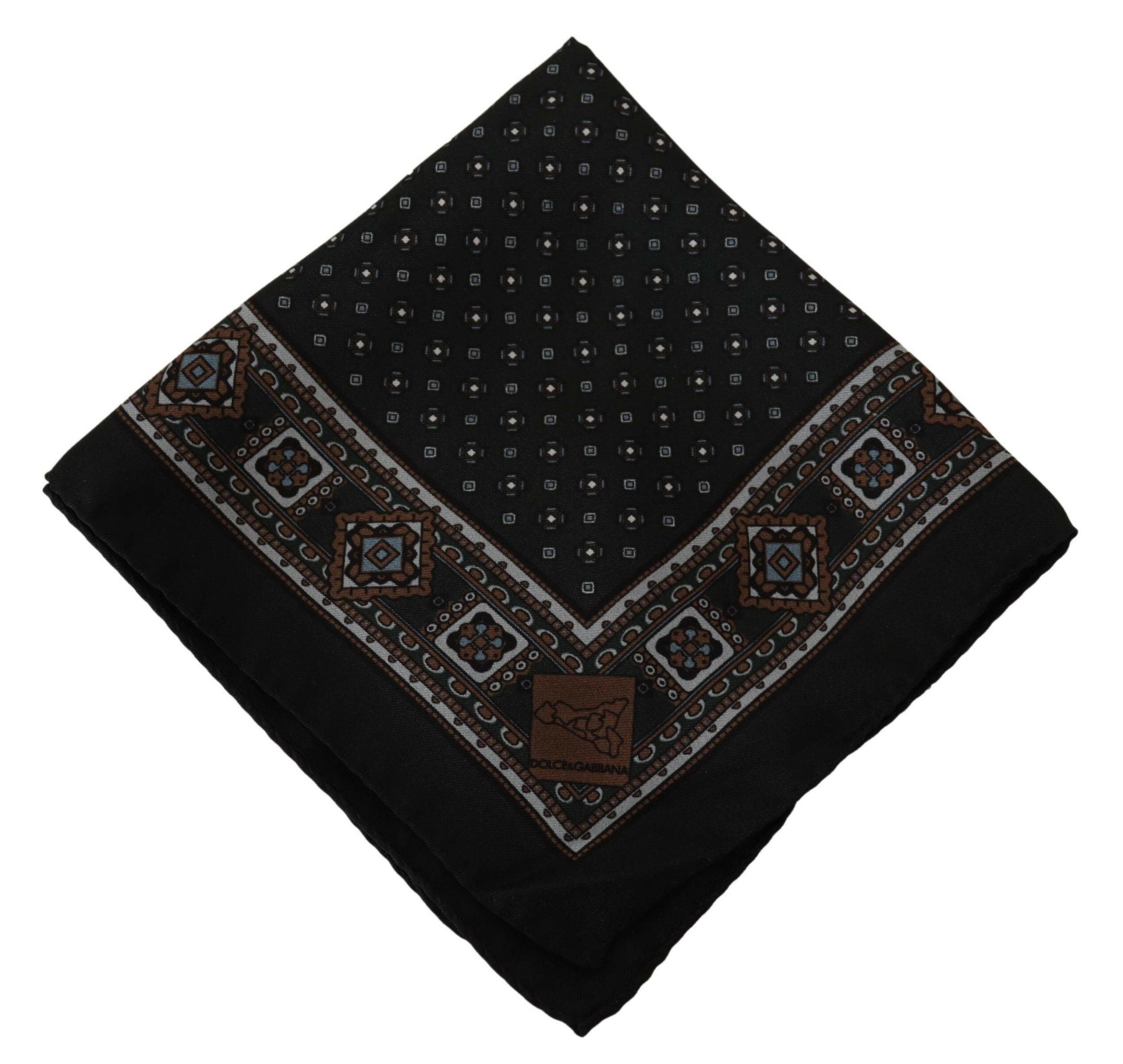 Dolce & Gabbana Black Silk Men Pocket Square Handkerchief Scarf - GENUINE AUTHENTIC BRAND LLC  
