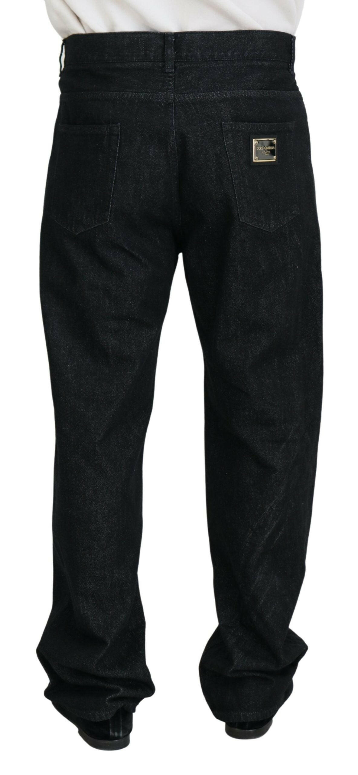 Dolce & Gabbana Black Washed Cotton Men Casual Denim Jeans - GENUINE AUTHENTIC BRAND LLC  