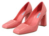 Prada Pink Patent Leather Block Heels Pumps Classic - GENUINE AUTHENTIC BRAND LLC  