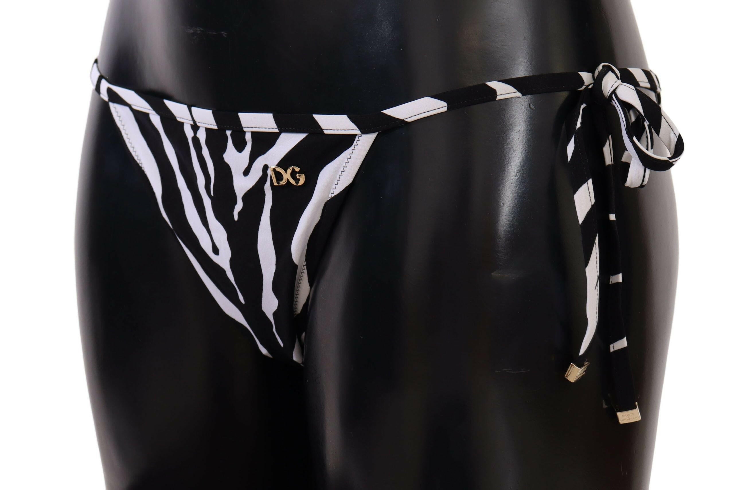 Dolce & Gabbana Black White Zebra Swimsuit Bikini Bottom Swimwear - GENUINE AUTHENTIC BRAND LLC  