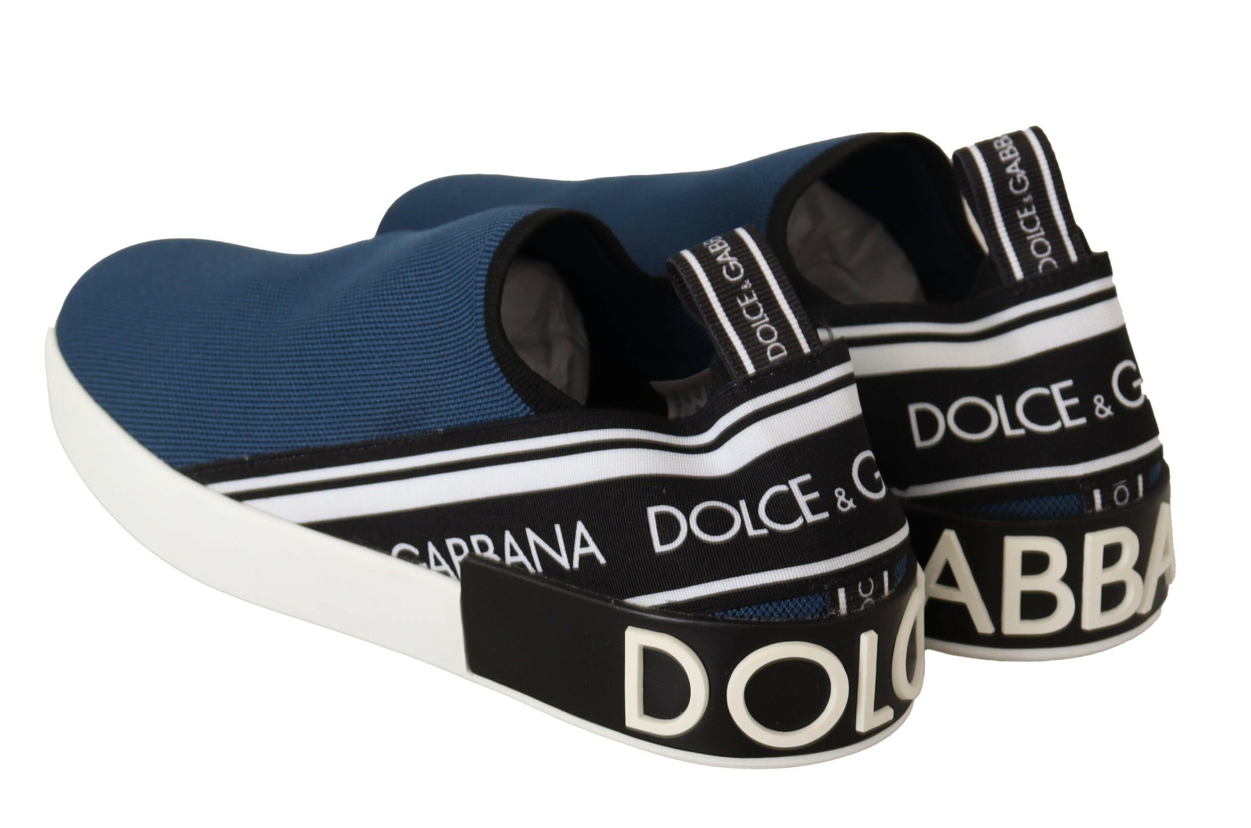 Dolce & Gabbana Blue Stretch Flats Logo Loafers Sneakers Shoes - GENUINE AUTHENTIC BRAND LLC  