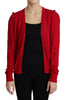 Dolce & Gabbana Red Wool Deep V-neck Women Cardigan Sweater