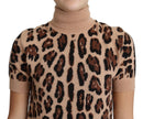Dolce & Gabbana Beige Leopard Print Virgin Wool Turtleneck Top - GENUINE AUTHENTIC BRAND LLC  