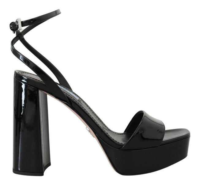 Prada Black Patent Sandals Ankle Strap Heels Leather - GENUINE AUTHENTIC BRAND LLC  