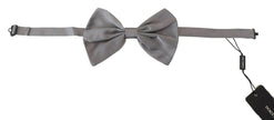 Dolce & Gabbana Bow Tie Men Silver Gray Silk Adjustable Neck Papillon - GENUINE AUTHENTIC BRAND LLC  