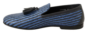 Dolce & Gabbana Blue Woven Leather Tassel Loafers Shoes - GENUINE AUTHENTIC BRAND LLC  