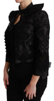 Dolce & Gabbana Black Floral Jacquard Blazer Silk Jacket - GENUINE AUTHENTIC BRAND LLC  