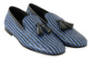 Dolce & Gabbana Blue Woven Leather Tassel Loafers Shoes - GENUINE AUTHENTIC BRAND LLC  