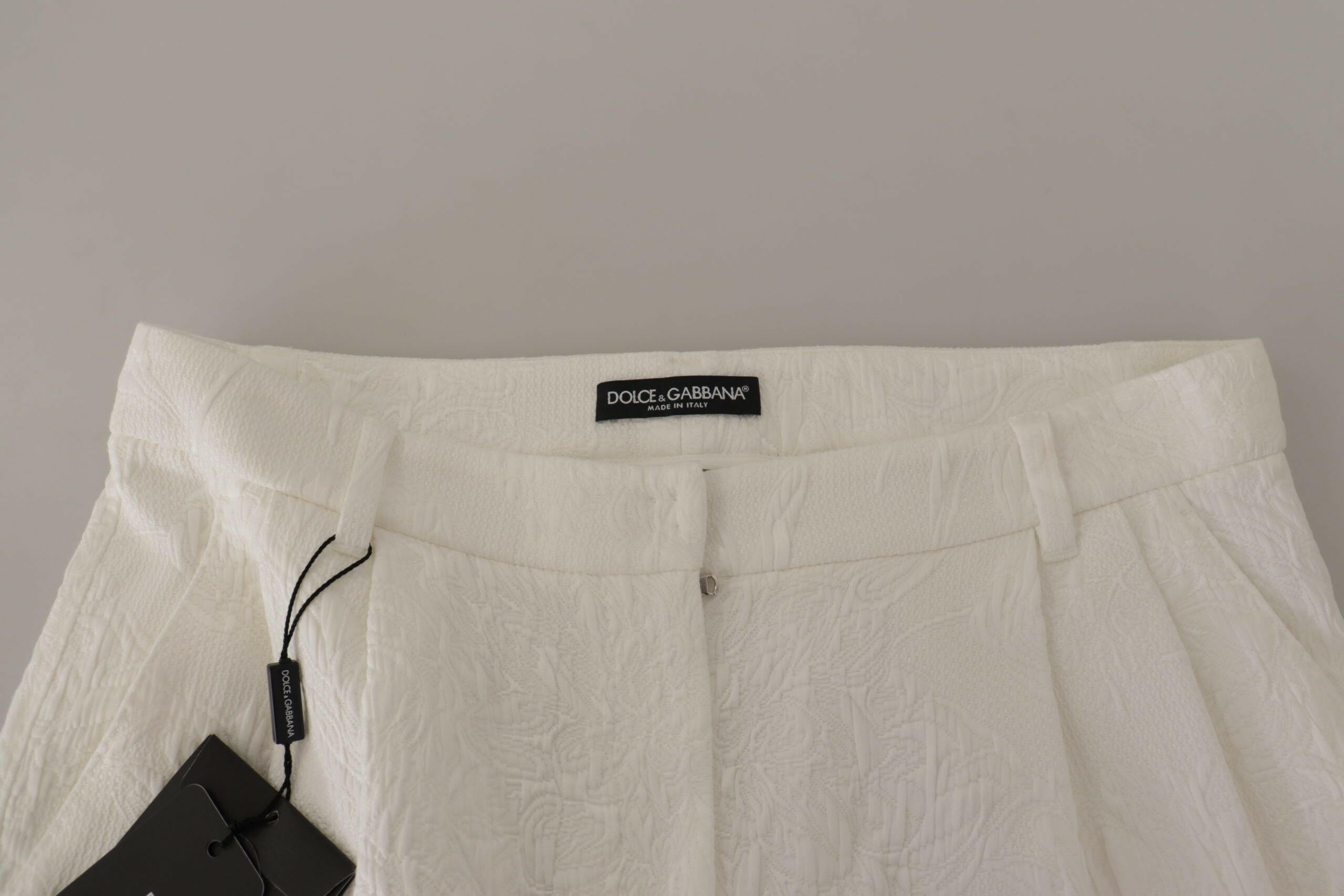 Dolce & Gabbana White High Waist Culotte Cotton Shorts - GENUINE AUTHENTIC BRAND LLC  