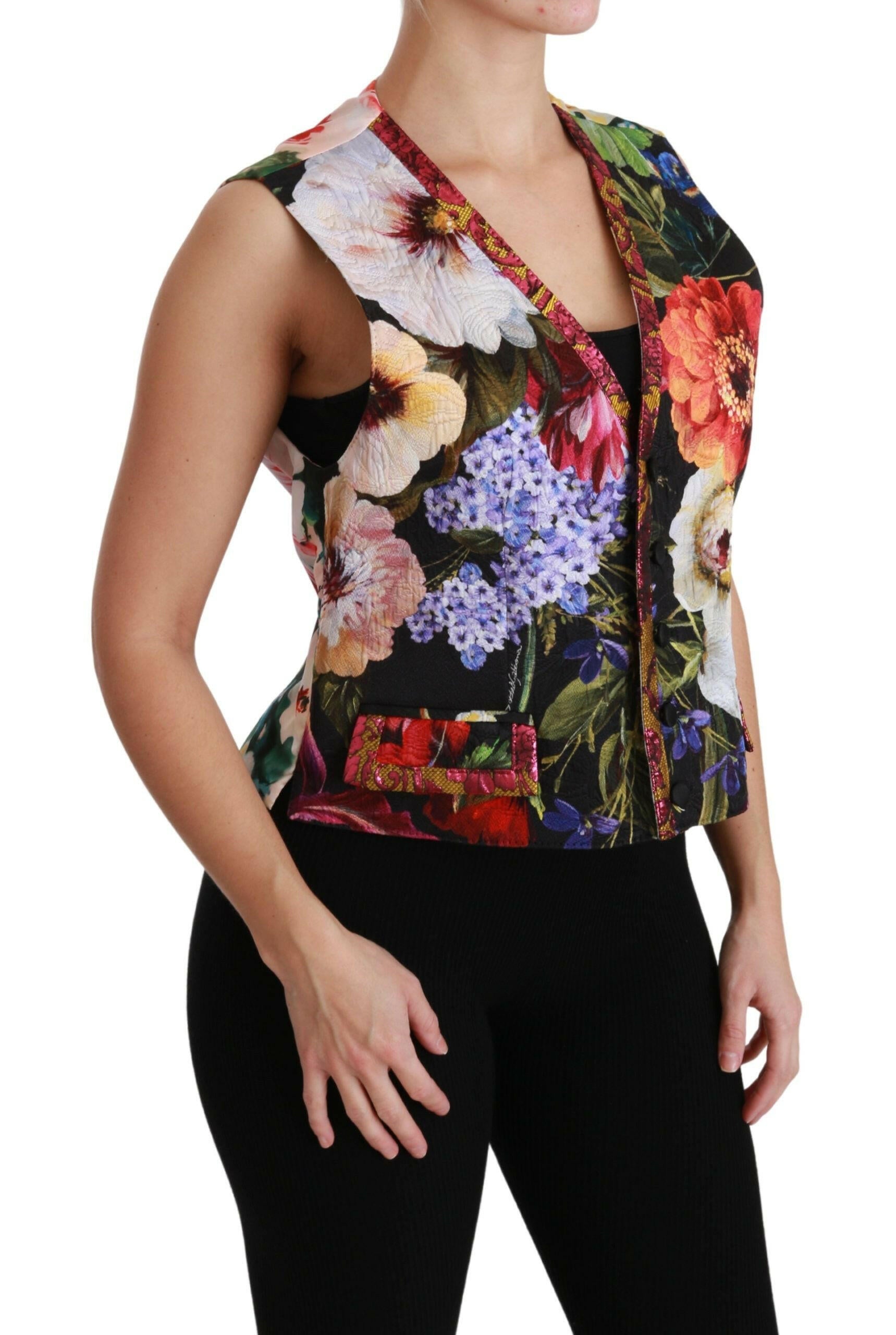 Dolce & Gabbana Multicolor Floral Sleeveless Waistcoat Top Vest - GENUINE AUTHENTIC BRAND LLC  
