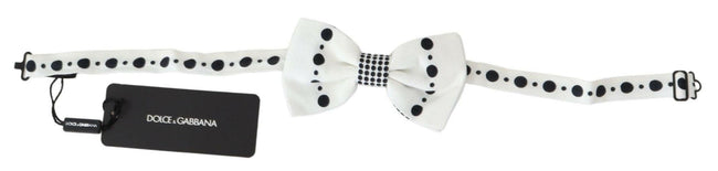 Dolce & Gabbana Elegant White Dotted Silk Bow Tie.