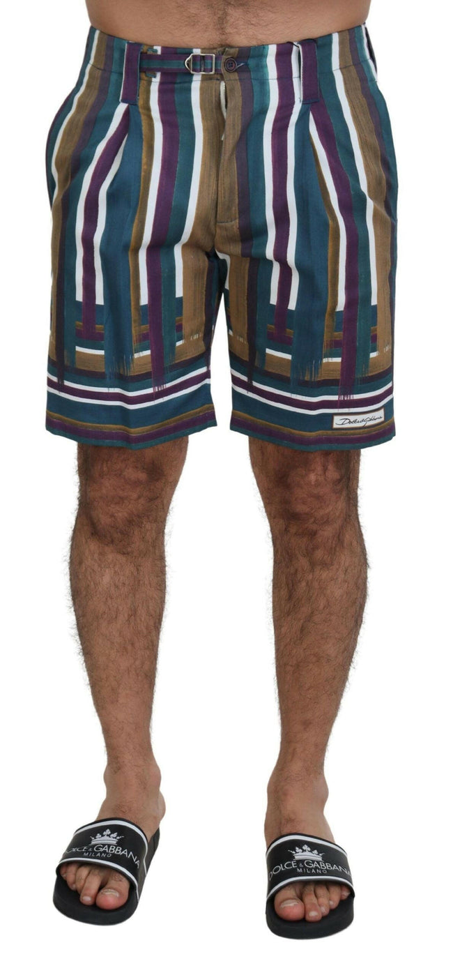 Dolce & Gabbana Multicolor Striped Stretch Cotton Shorts - GENUINE AUTHENTIC BRAND LLC  