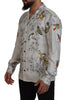 Dolce & Gabbana White Bird Print Silk Satin Casual Shirt - GENUINE AUTHENTIC BRAND LLC  