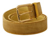 Dolce & Gabbana Yellow Velvet Gold Metal Logo Engraved Buckle Belt - GENUINE AUTHENTIC BRAND LLC  