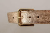 Dolce & Gabbana Rose Gold Leather Metallic Tone Metal Buckle Belt - GENUINE AUTHENTIC BRAND LLC  