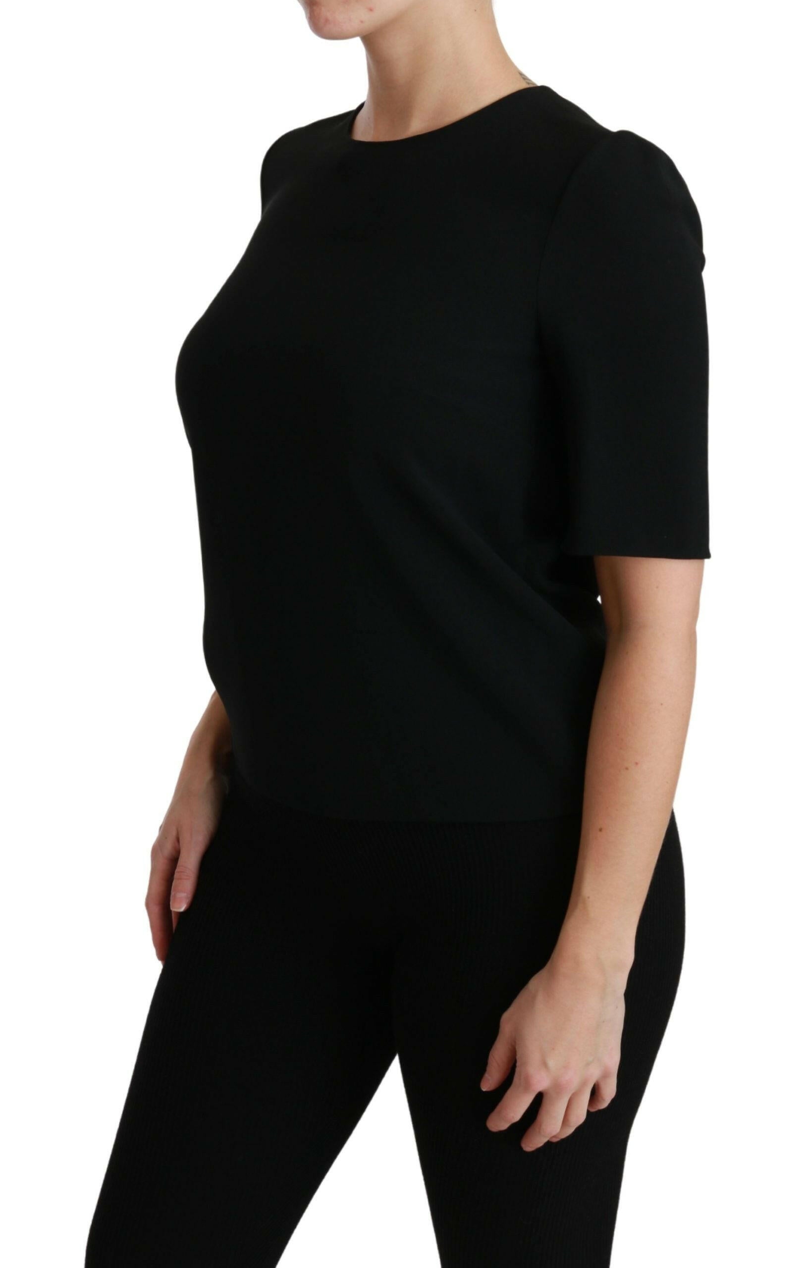 Dolce & Gabbana Black Short Sleeve Casual Top Stretch Blouse - GENUINE AUTHENTIC BRAND LLC  