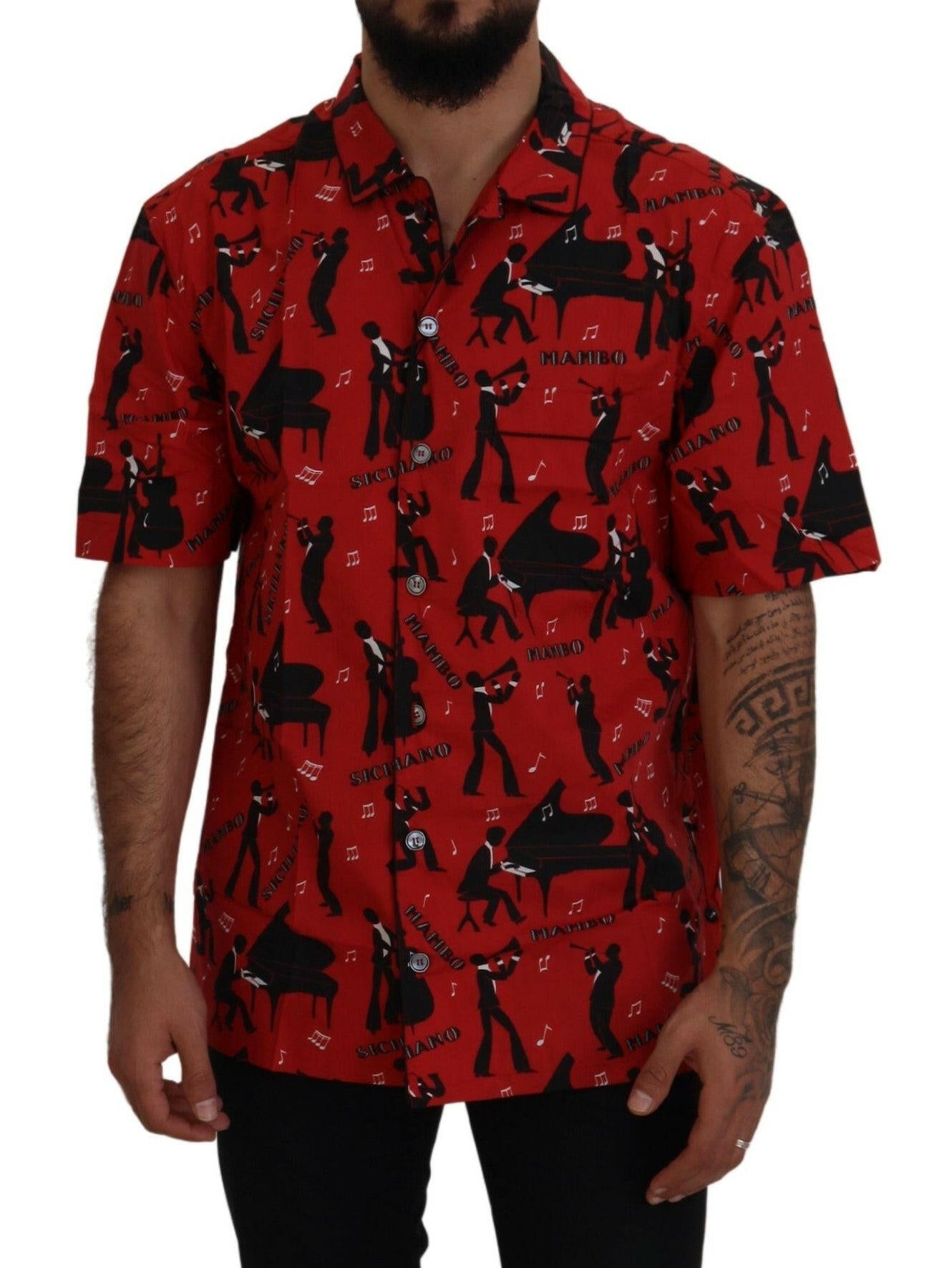 Dolce & Gabbana Black Red Jazz Cotton Casual Shirt - GENUINE AUTHENTIC BRAND LLC  