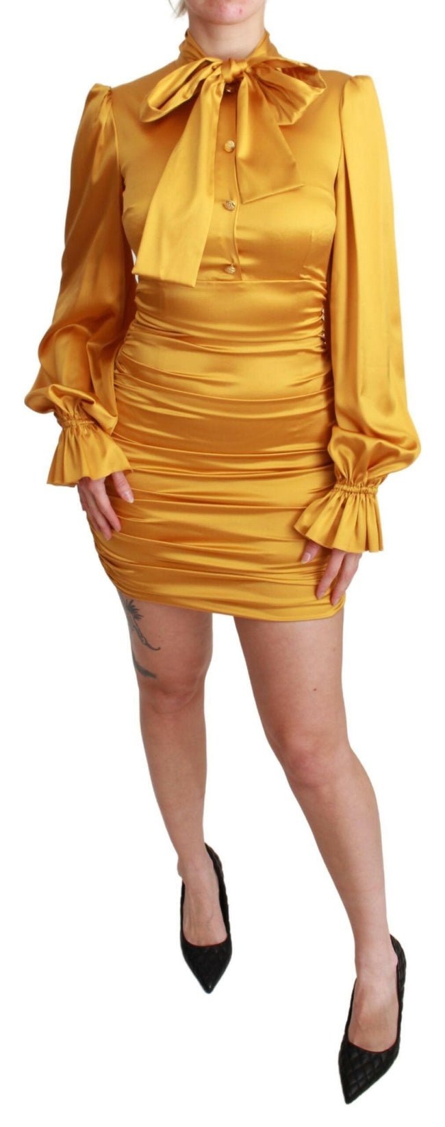 Dolce & Gabbana Yellow Silk Stretch Sheath Bodycon Mini Dress - GENUINE AUTHENTIC BRAND LLC  